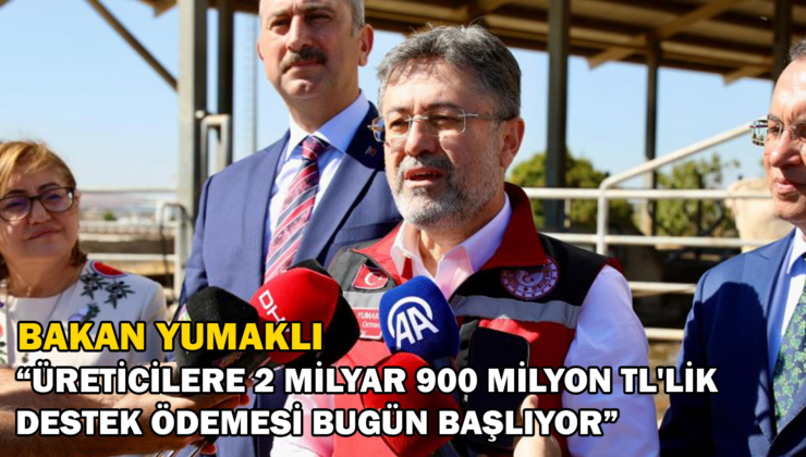 Bakan Yumaklı “Üreticilere 2 Milyar 900 Milyon Tl’Lik Destek Ödemesi Başlıyor”