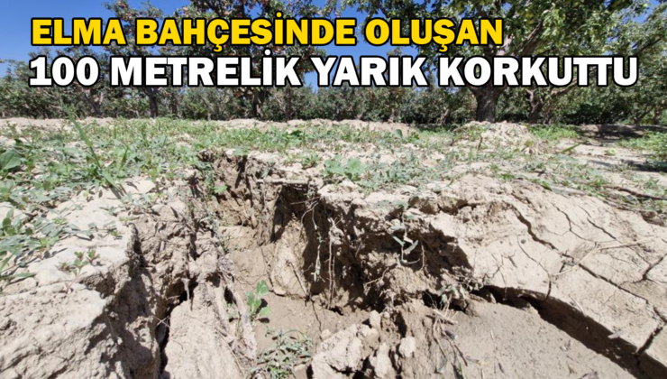 Elma Bahçesinde Oluşan 100 Metrelik Yarık Korkuttu