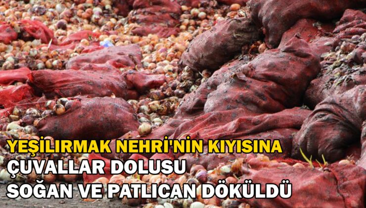 Yeşilırmak Nehri’Nin Kıyısına Çuvallar Dolusu Soğan Ve Patlıcan Döküldü