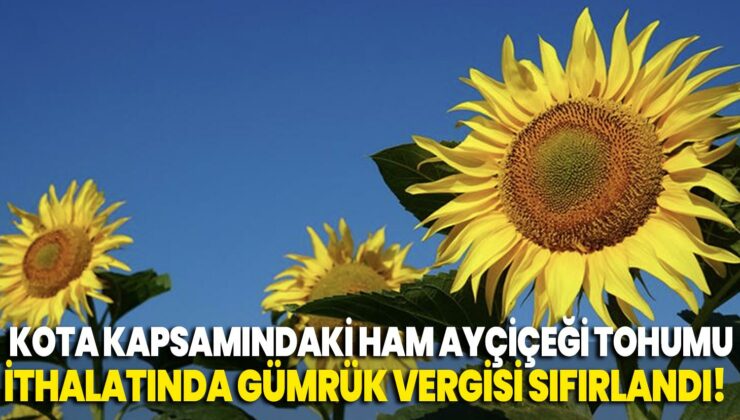 Kota Kapsamındaki Ham Ayçiçeği Tohumu Ithalatında Gümrük Vergisi Sıfırlandı